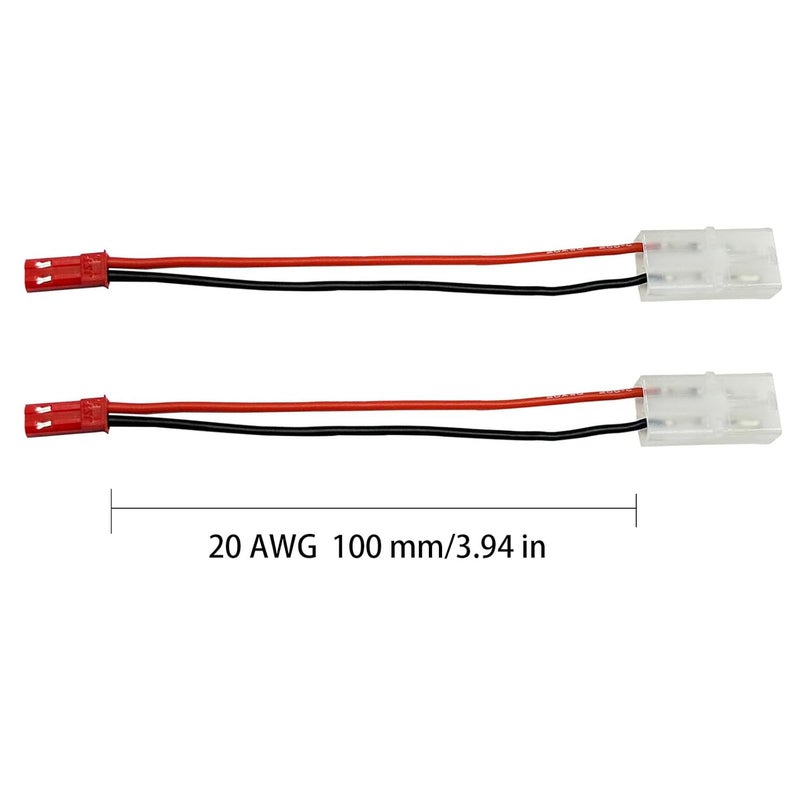 FLY RC 2pairs Compatible with Tamiya to JST Male Female Adapter with 10cm 4in 20awg Wire for RC FPV ESC Speed Controller Lipo Battery Charging - Image 4